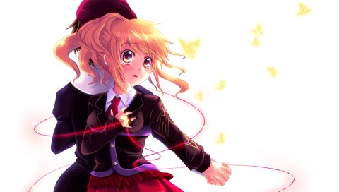 Umineko no naku koro ni, ushiromiya jessica, kanon, umineko, девушка, блондинка, юбка, бабочка