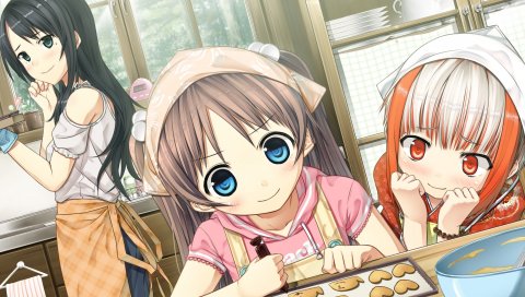 Monobeno, sawai natsuha, sumi, девушка, милый, улыбка, тесто, кухня