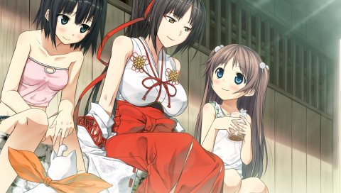 Monobeno, sawai natsuha, alishima alice, девушки, кошка, улыбка