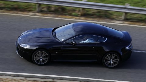 Aston martin, v8, vantage, 2010, черный, вид сбоку, стиль, скорость