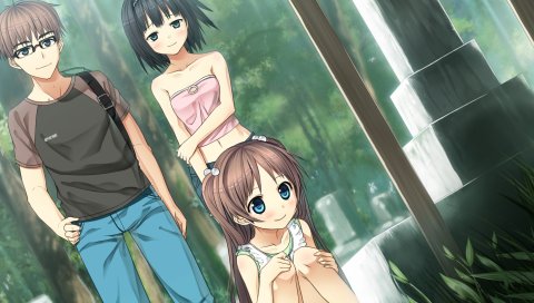 Monobeno, sawai natsuha, alishima alice, мальчик, девушка, улыбка