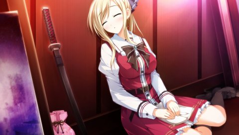 Kimishima ao, otome ga tsumugu koi no canvas, shishidou chiharu, девушка, оружие, форма