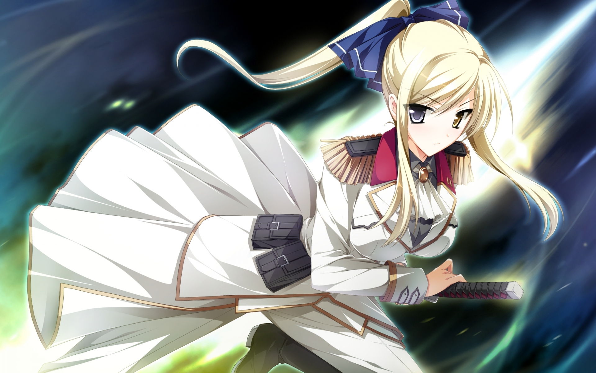 Картинки Kimishima ao, otome ga tsumugu koi no canvas, shishidou chiharu, девушка, оружие, движение фото и обои на рабочий стол