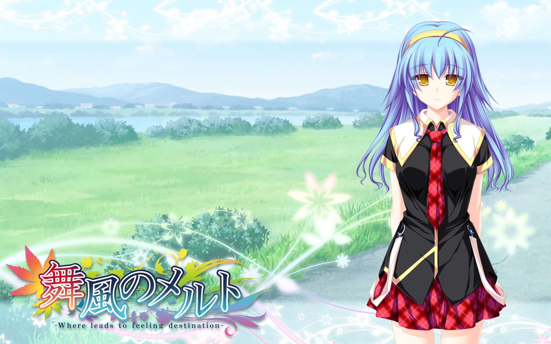 Картинки Tenmaso, maikaze no melt, hiiragi tsukino, девушка, юбка, галстук, пейзаж фото и обои на рабочий стол