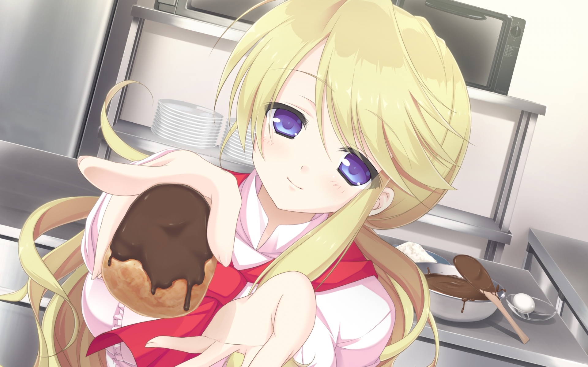 Картинки Mizu no miyako no patisserie, девушка, блондинка, шоколад, лакомства фото и обои на рабочий стол