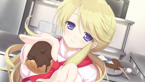 Mizu no miyako no patisserie, девушка, блондинка, шоколад, лакомства