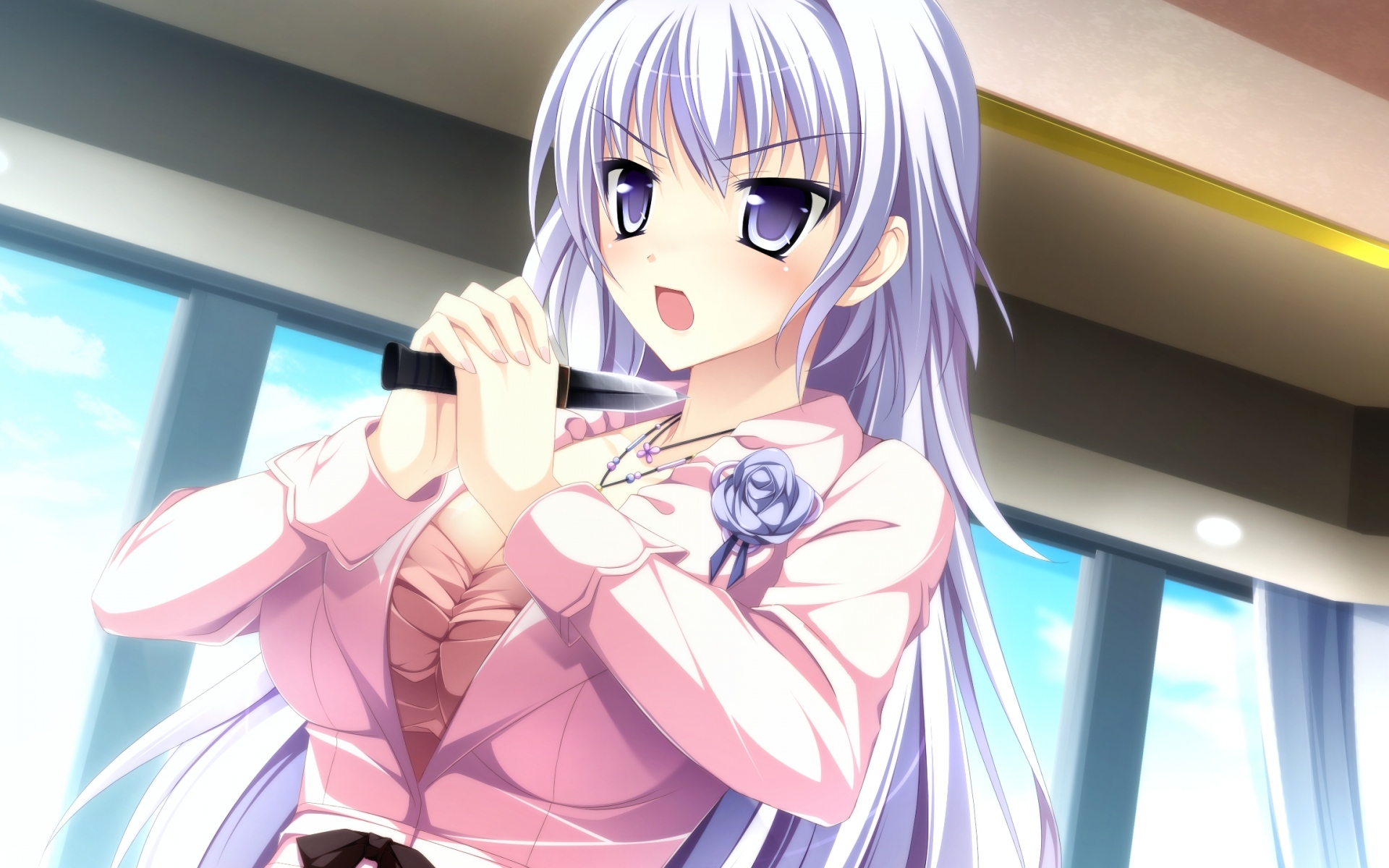 Картинки Kimishima ao, otome ga tsumugu koi no canvas, anastasia, otome ga tsumugu, девушка, нож, шея фото и обои на рабочий стол
