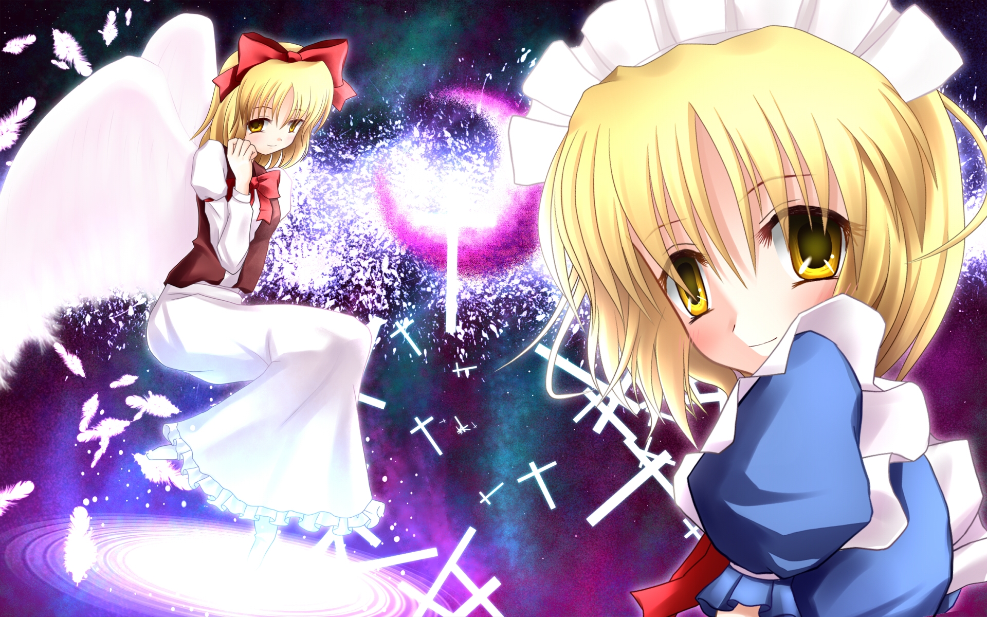 Картинки Mirre, touhou, mugetsu, gengetsu, девушка, ангел, осанка фото и обои на рабочий стол