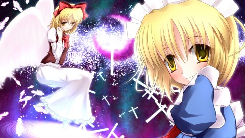 Mirre, touhou, mugetsu, gengetsu, девушка, ангел, осанка