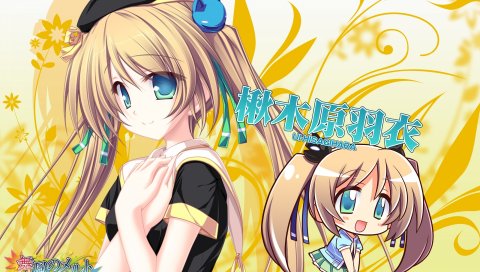 Tenmaso, maikaze no melt, hisagihara ui, девушка, блондинка, улыбка, мультфильм, рисунок