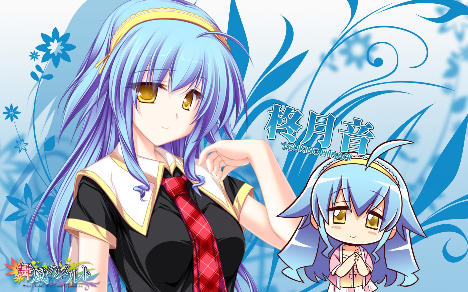 Картинки Tenmaso, maikaze no melt, hiiragi tsukino, девушка, милый, галстук, мультфильм, узоры фото и обои на рабочий стол
