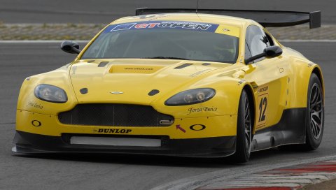 Aston martin, v8, vantage, 2009, желтый, вид спереди, стиль, асфальт