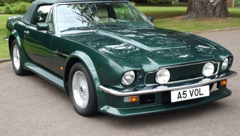 Aston martin, v8, vantage, 1984, зеленый, вид спереди, авто