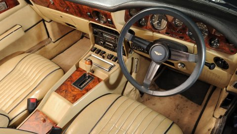 Aston martin, v8, volante, 1977, бежевый, салон, салон, руль, спидометр
