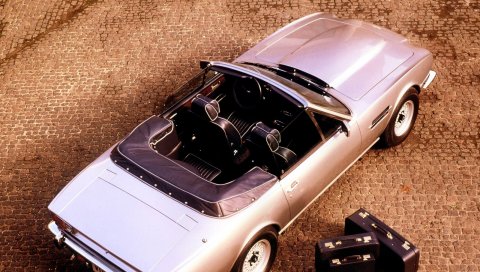Aston martin, v8, volante, 1977, серебро, вид сверху, ретро, ??авто