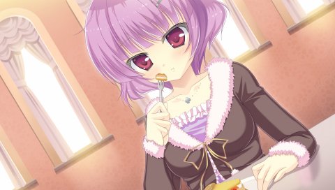 Mizu no miyako no patisserie, девушка, вилка, еда