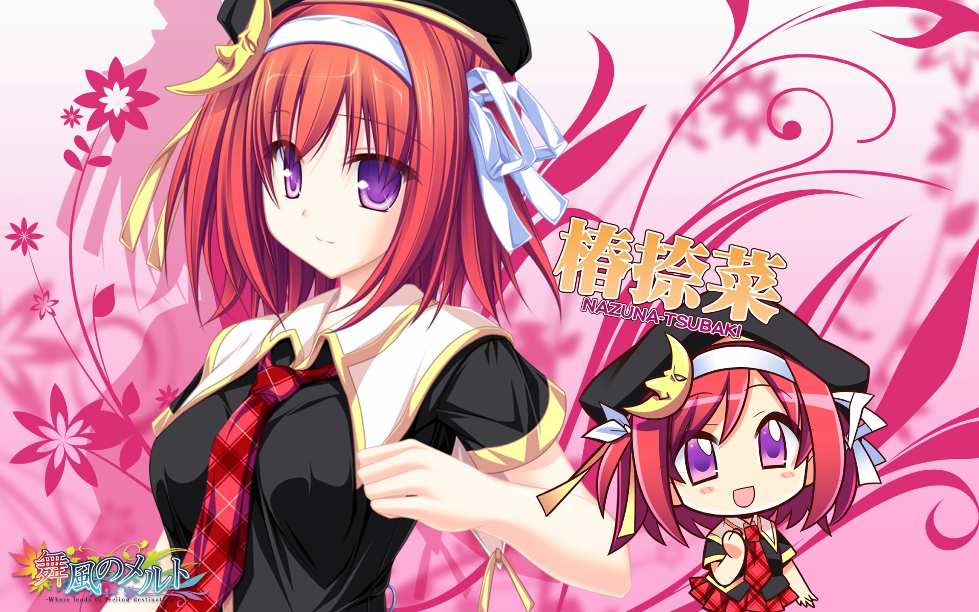 Картинки Tenmaso, maikaze no melt, tsubaki nazuna, девушка, аниме, улыбка, галстук фото и обои на рабочий стол