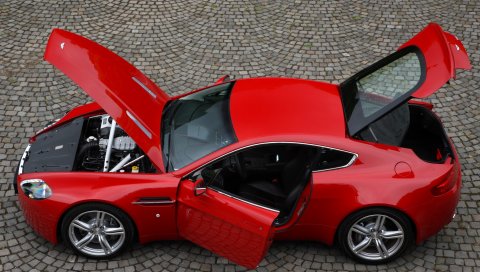 Aston martin, v8, vantage, 2008, красный, вид сверху, стиль, авто