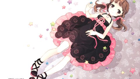 Tearfish, doujima nanako, девушка, брюнетка, платье, тень