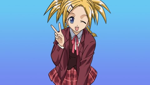Mahou sensei negima, девушка, блондинка, жест, флирт