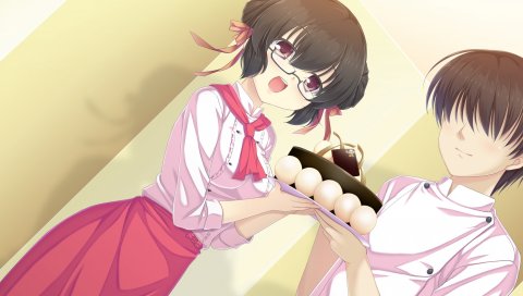 Mizu no miyako no patisserie, девушка, мальчик, очки, улыбка