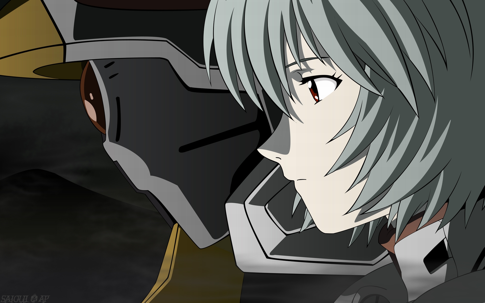 Картинки Neon genesis evangelion, девушка, робот, крупный план фото и обои на рабочий стол