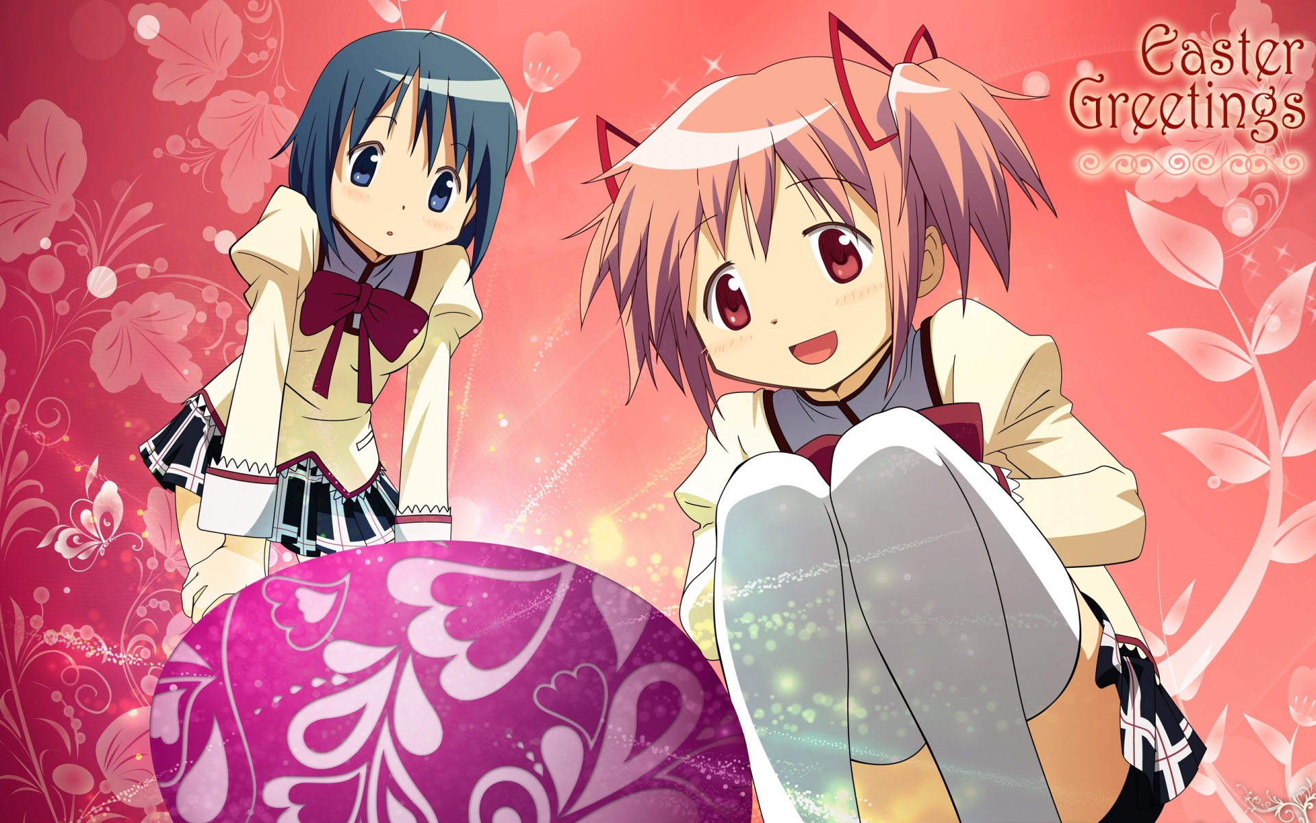 Картинки Mahou shoujo madoka magica, kaname madoka, miki sayaka, девушка, симпатичная, поза фото и обои на рабочий стол