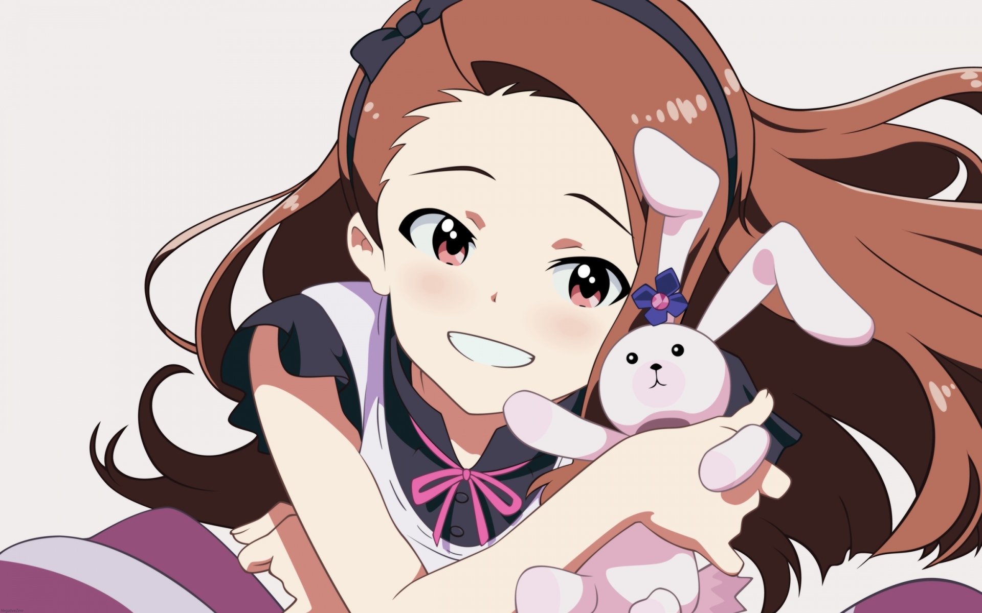 Картинки Negzero, idolmaster, minase iori, девушка, брюнетка, радость, кролик фото и обои на рабочий стол