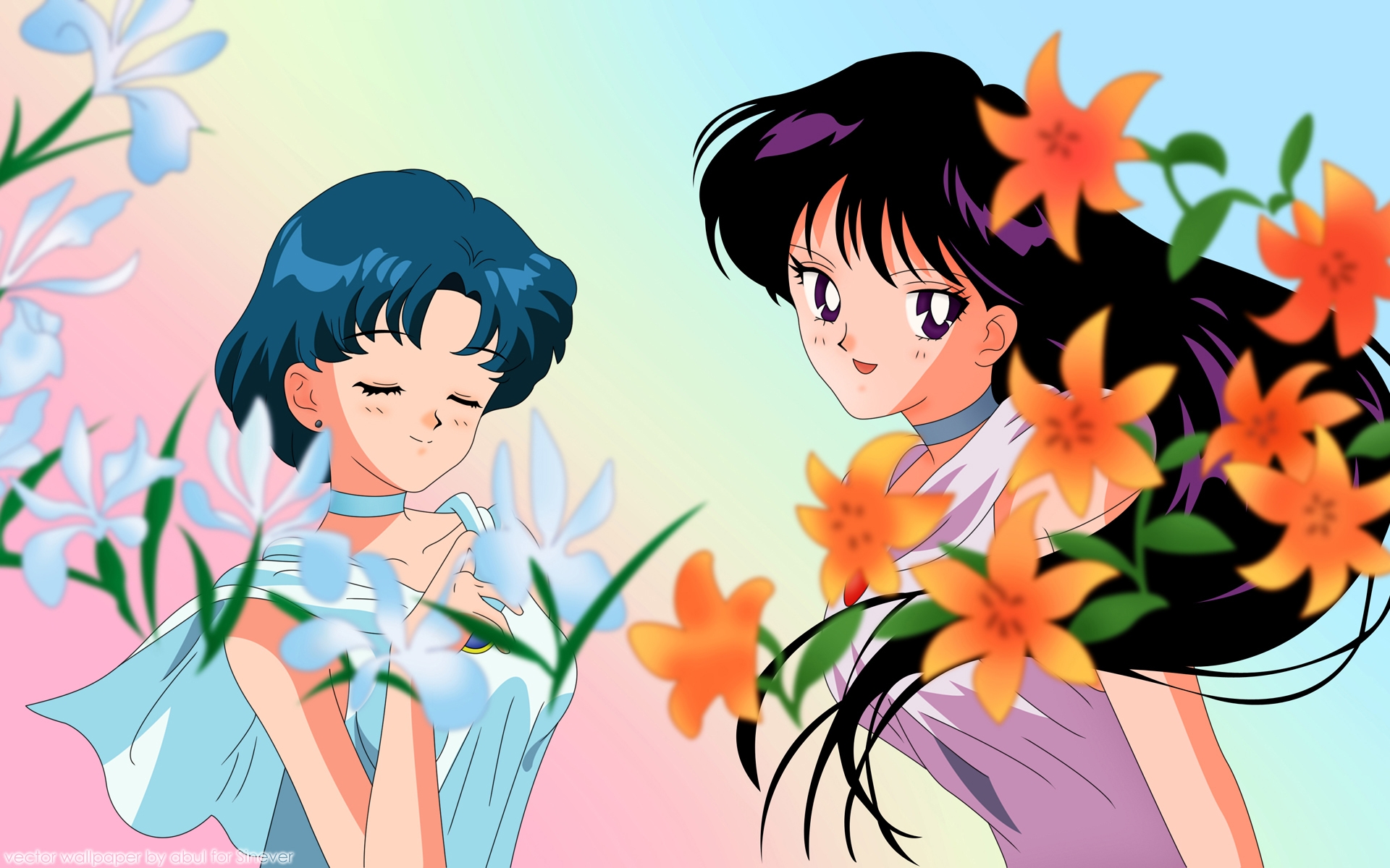 Картинки Bishoujo senshi sailor moon, mizuno ami, hino rei, девушка, милый, цветы фото и обои на рабочий стол