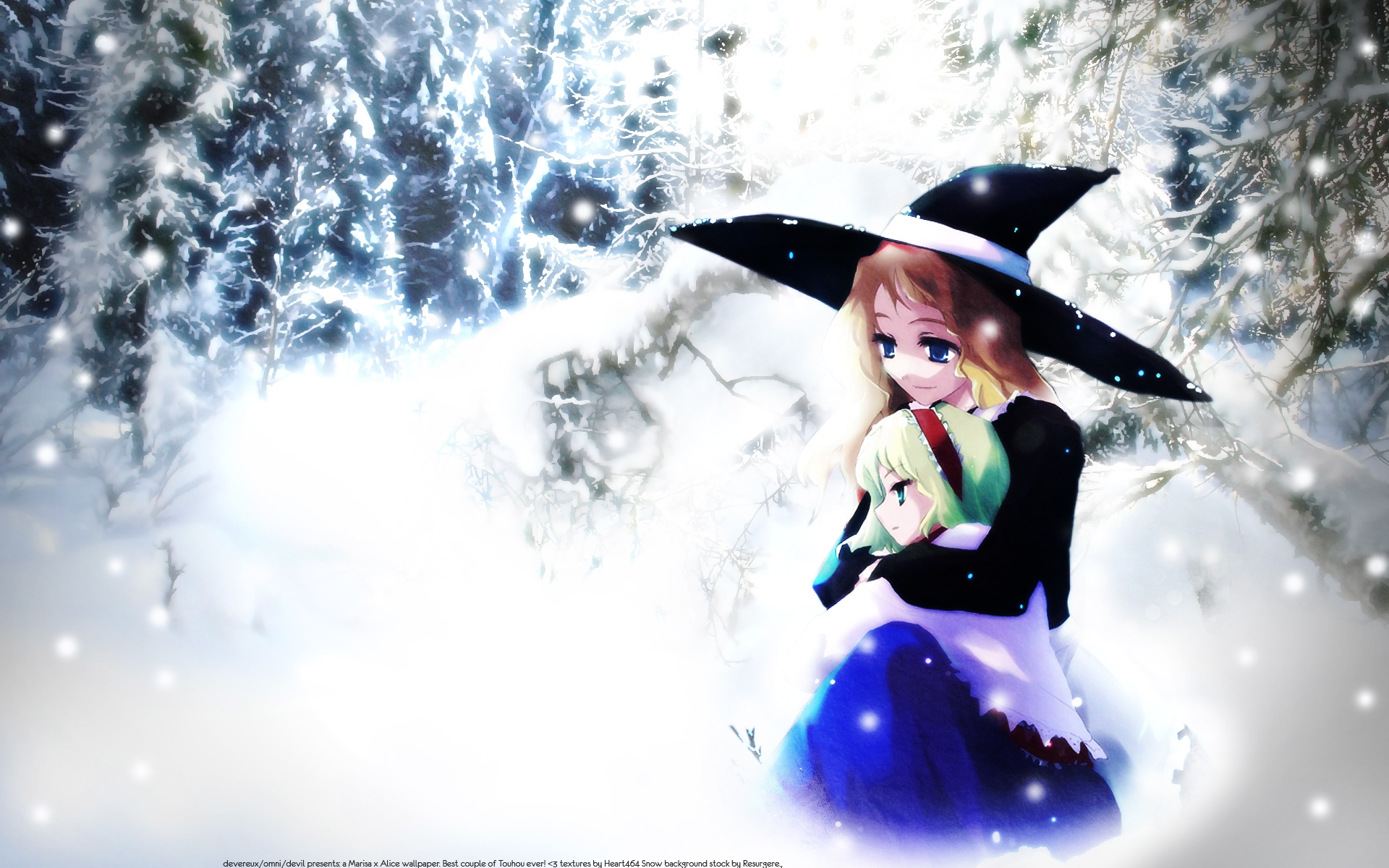 Картинки Kirisame marisa, alice margatroid, снег, зима фото и обои на рабочий стол