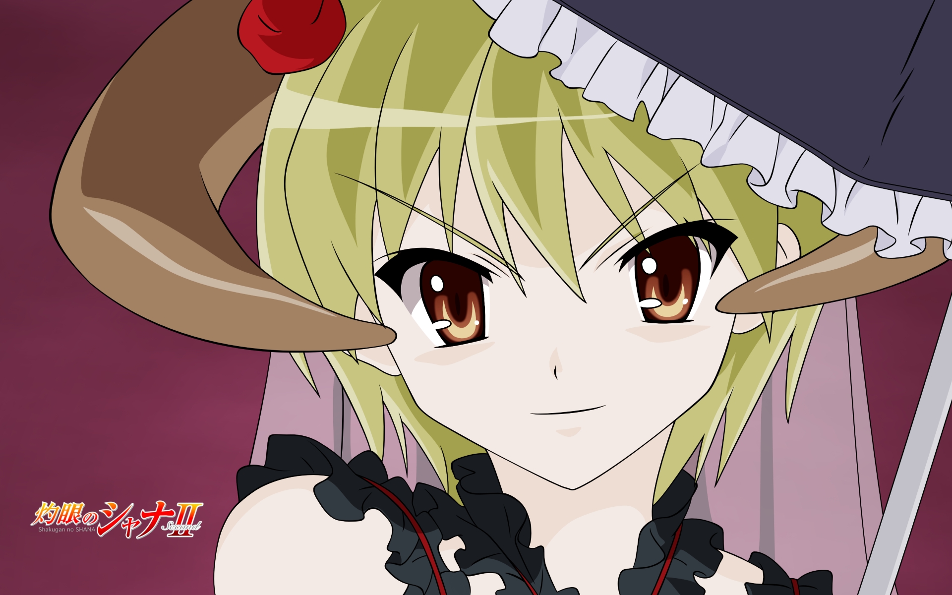 Картинки Shakugan no shana, девушка, блондин, рога, улыбка фото и обои на рабочий стол