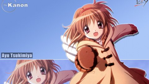 Kanon, tsukimiya ayu, девушка, рука, улыбка, движение