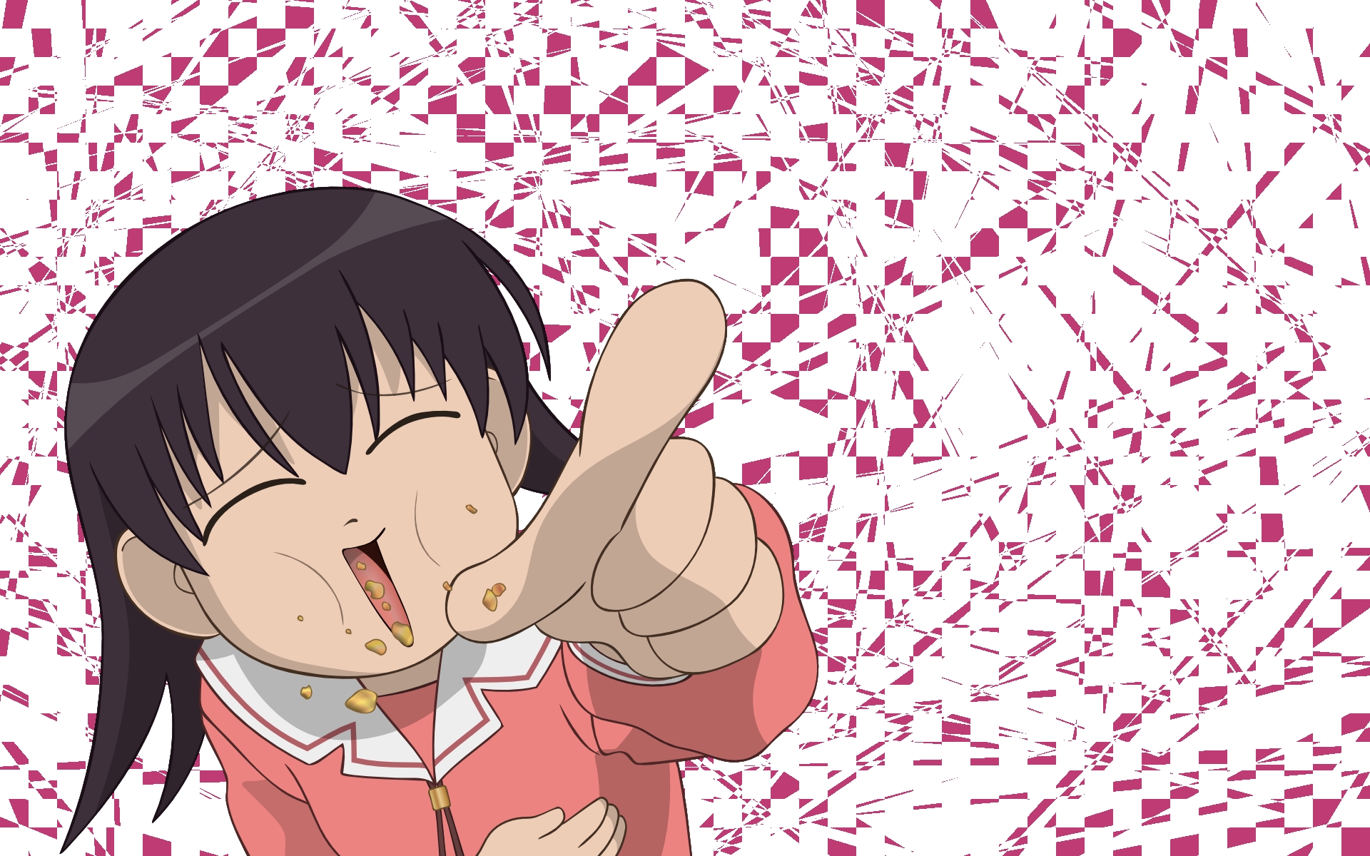 Картинки Azumanga daioh, takino tomo, девушка, смех, палец, еда фото и обои на рабочий стол