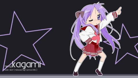Счастливая звезда, hiiragi kagami, девушка, осанка, жест