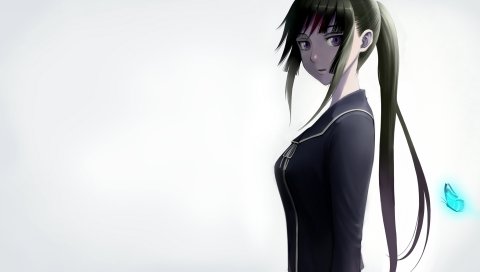 Ga-rei zero, isayama yomi, девушка, брюнетка, бабочка, поза