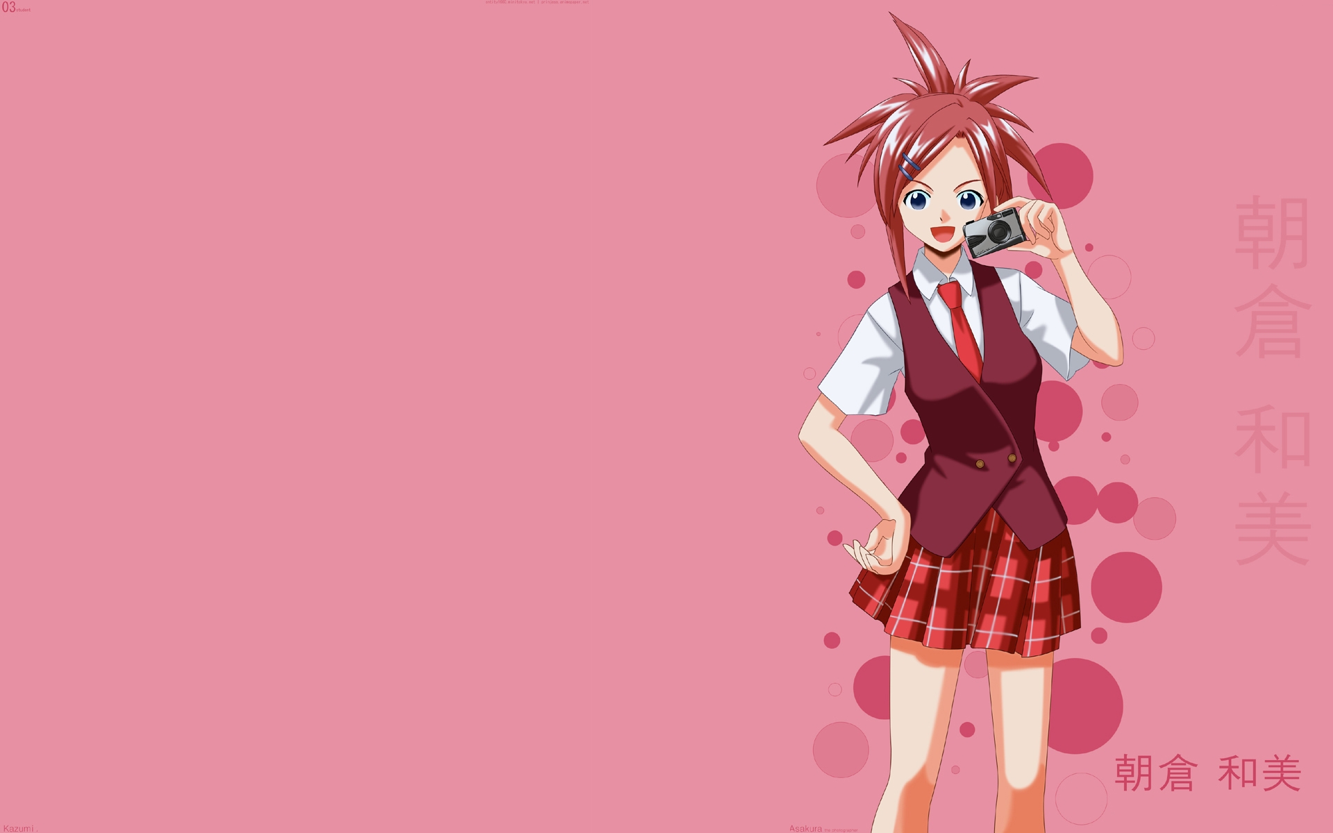 Картинки Mahou sensei negima, девушка, радость, юбка, камера, галстук фото и обои на рабочий стол