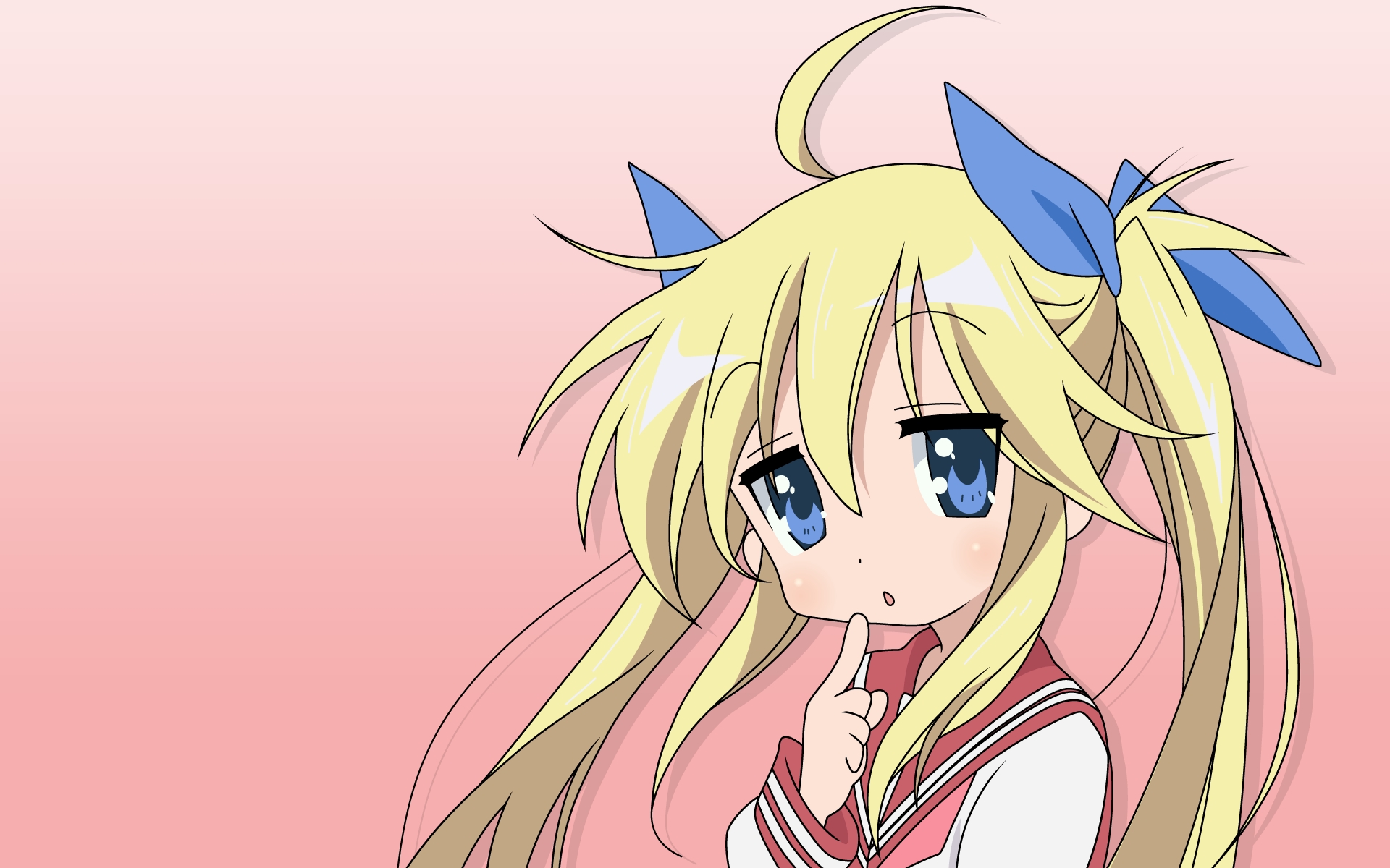 Картинки Удачливая звезда, да капо, izumi konata, yoshino sakura, девушка, блондин, большие глаза, палец фото и обои на рабочий стол