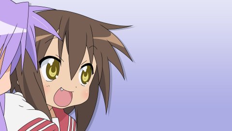 Счастливая звезда, hiiragi kagami, kusakabe misao, девушка, брюнетка, челки, крик