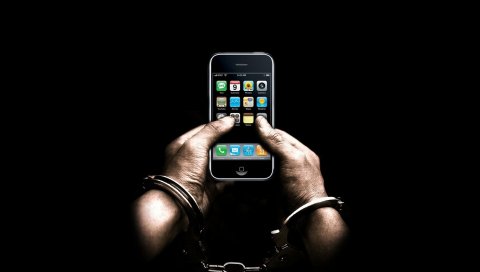 Яблоко, iphone, черный, рука, наручники, пальцы