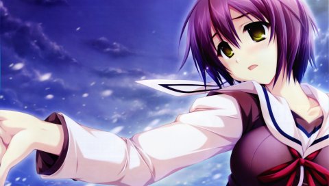 G senjou no maou, miwa tsubaki, девушка, рука, небо