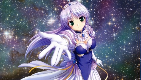 Yoake mae yori ruri iro na, feena fam earthlight, девушка, платье, звезды