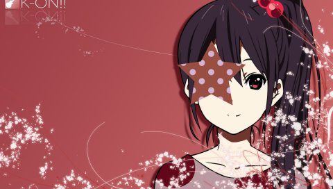 K-on, nakano azusa, девушка, брюнетка, звезда, улыбка