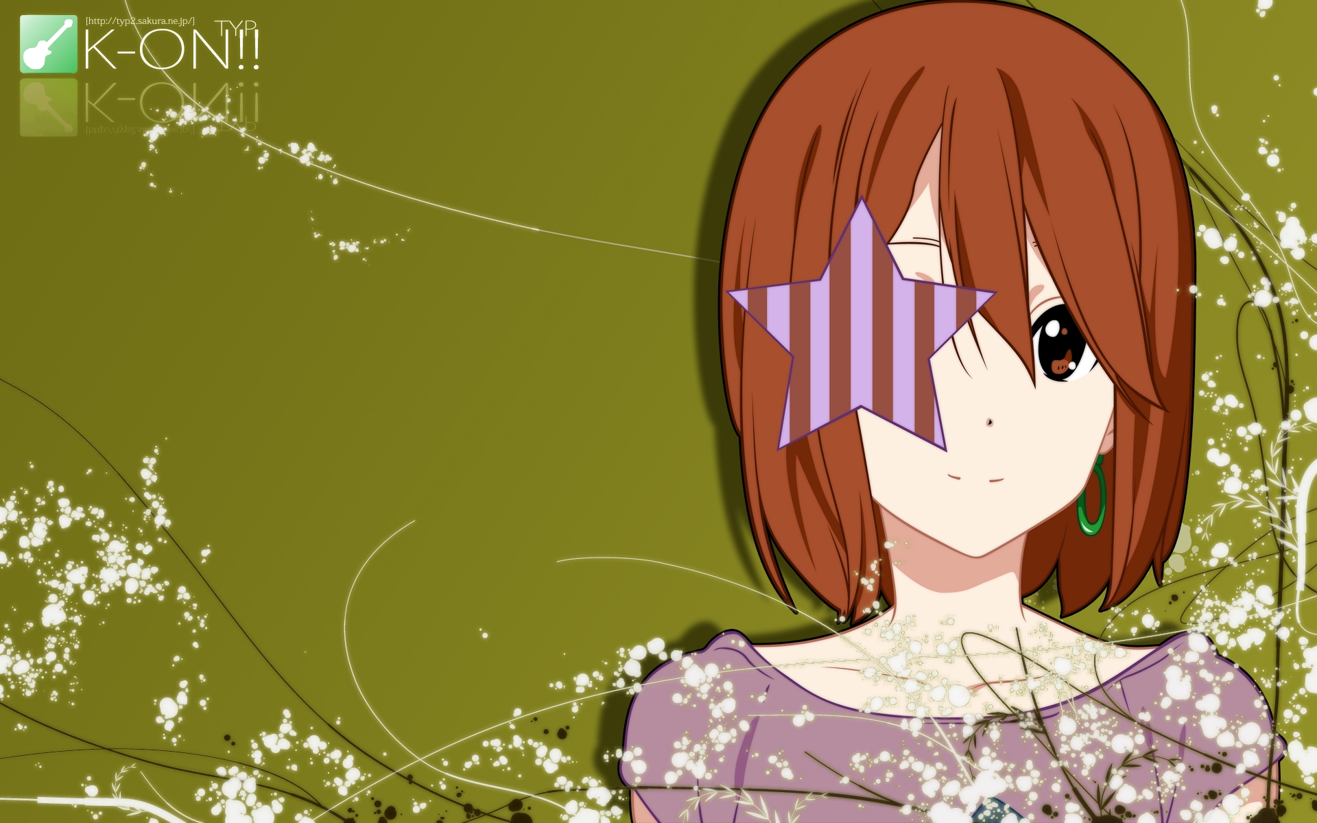 Картинки K-on, hirasawa yui, девушка, брюнетка, звезда, фон фото и обои на рабочий стол