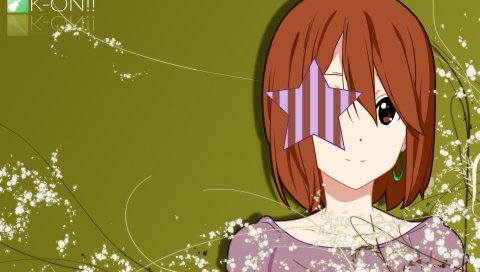 K-on, hirasawa yui, девушка, брюнетка, звезда, фон