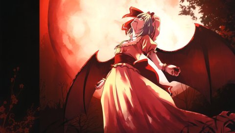 Remilia scarlet, девушка, крылья, вампир, кровь