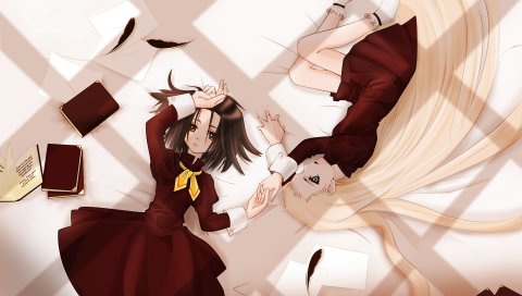 Seifuku, девушка, книги, поза