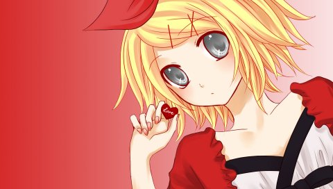 Вокалоид, kagamine rin, блондинка, девушка, большие глаза, лук