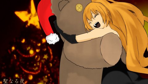 Toradora, aisaka taiga, девушка, обнять, игрушка, медведь, радость