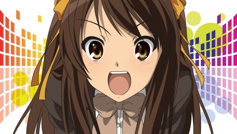 Suzumiya haruhi no yuutsu, suzumiya haruhi, девушка, брюнетка, крик