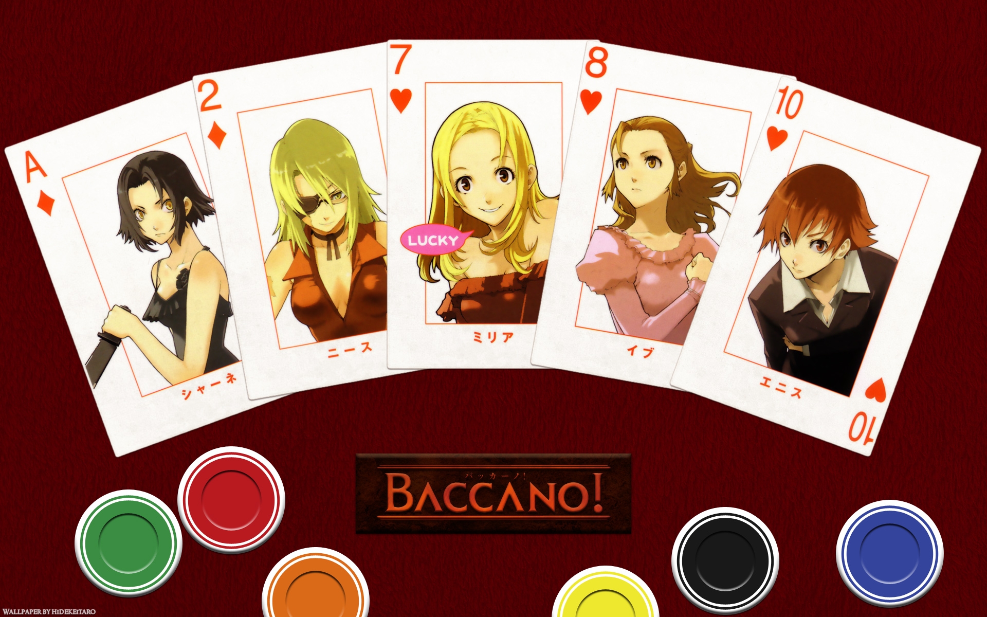 Картинки Baccano, chane laforet, miria harvent, nice holystone, ennis, eve genoard, открытки, персонажи фото и обои на рабочий стол